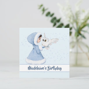 Jul Princess Birthday Uggla Winter Snöflingor Inbjudningar