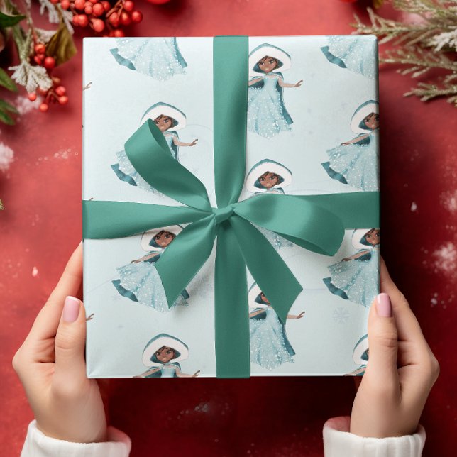 Jul Princess Winter Snöflingor Girls Blue Presentpapper (Skapare uppladdad)