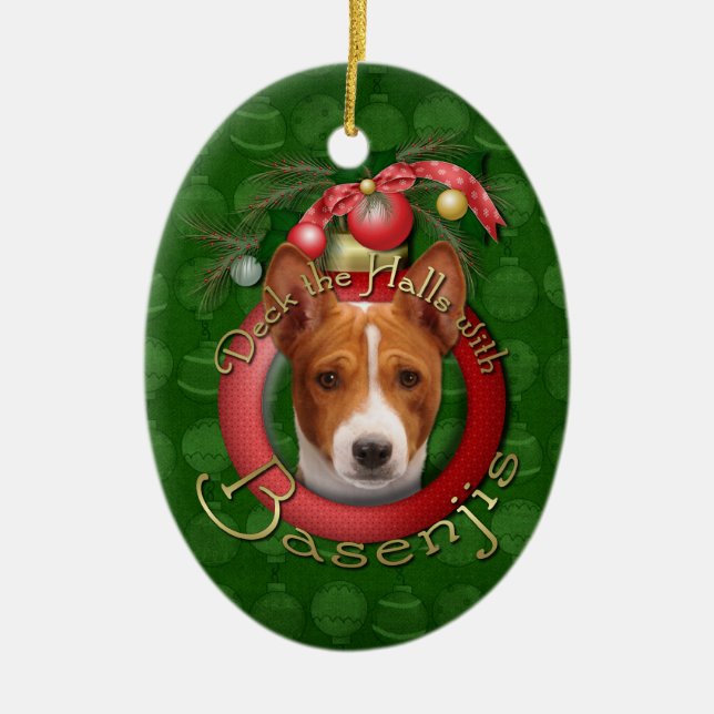 Jul - pryda korridorerna - Basenjis Julgransprydnad Keramik (Framsidan)