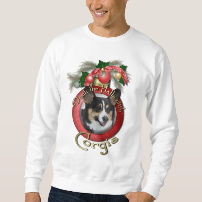 Jul - pryda korridorerna - Corgis Lång Ärmad Tröja (Framsida)