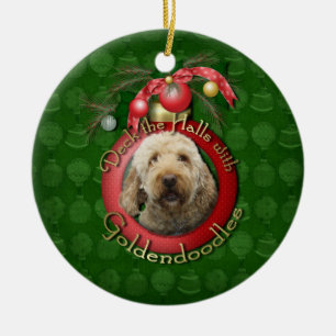 Jul - pryda korridorerna - Goldendoodles Julgransprydnad Keramik