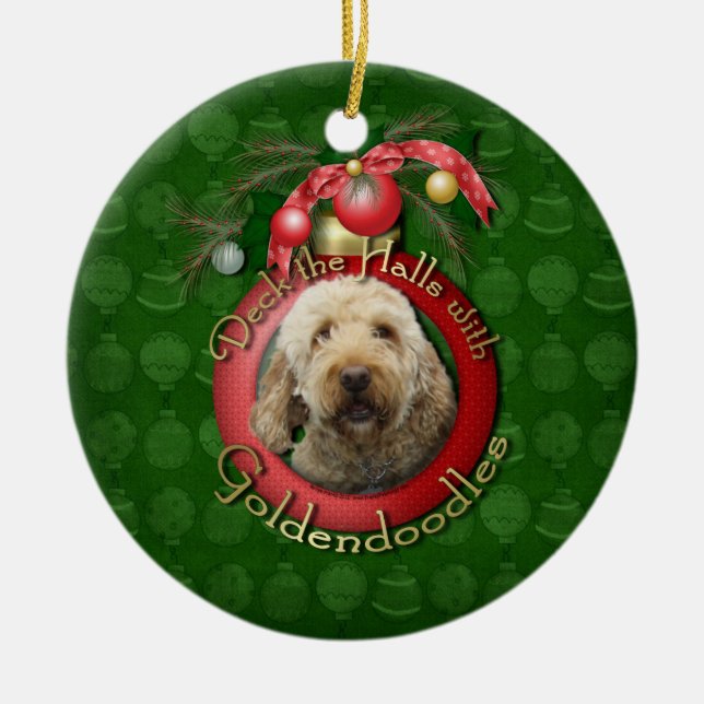 Jul - pryda korridorerna - Goldendoodles Julgransprydnad Keramik (Framsidan)
