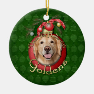 Jul - pryda korridorerna - Goldens - kran Julgransprydnad Keramik