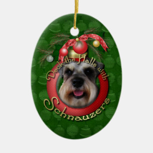 Jul - pryda korridorerna - Schnauzers Julgransprydnad Keramik