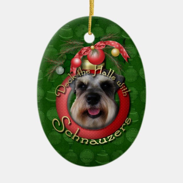 Jul - pryda korridorerna - Schnauzers Julgransprydnad Keramik (Framsidan)
