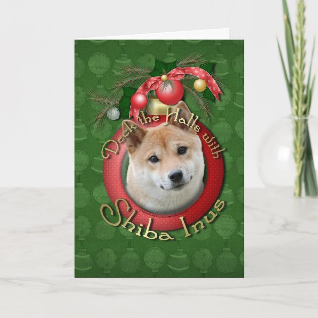 Jul - pryda korridorerna - Shiba Inu Helgkort (Framsida)