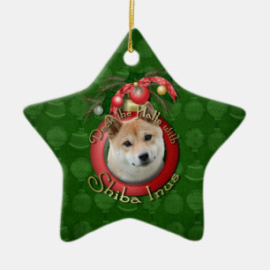 Jul - pryda korridorerna - Shiba Inu Julgransprydnad Keramik