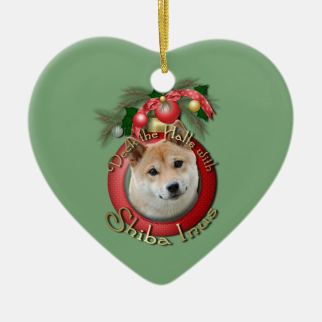Jul - pryda korridorerna - Shiba Inu Julgransprydnad Keramik (Framsidan)