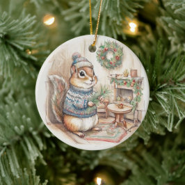 Jul Prydnad för Chipmunk Vilda Djur Julgransprydnad Keramik