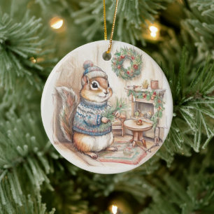 Jul Prydnad för Chipmunk Vilda Djur Julgransprydnad Keramik