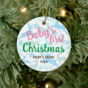 Jul, prydnadsföremål Baby Första julen Anpassnings Julgransprydnad Keramik