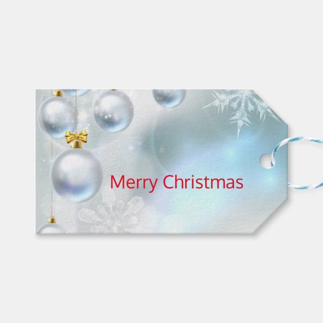 jul-prydnadsföremål och snöflingor presentetikett (Framsidan (Horisontell))