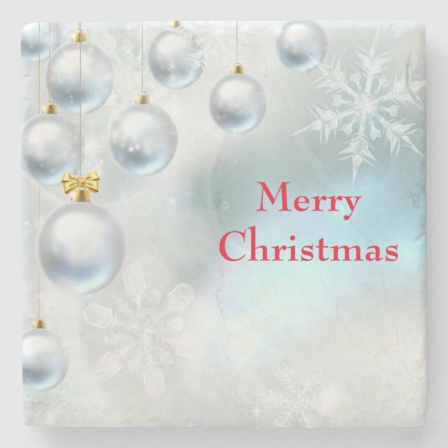 jul-prydnadsföremål och snöflingor stenunderlägg (Framsidan)