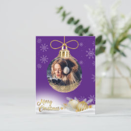 Jul - prydnadsfoto Snöflingor Modern Lila Helg Vykort