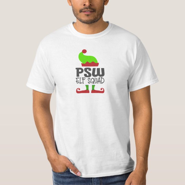 Jul PSW Elf Squad, Personal Support Worker T Shirt (Framsida)