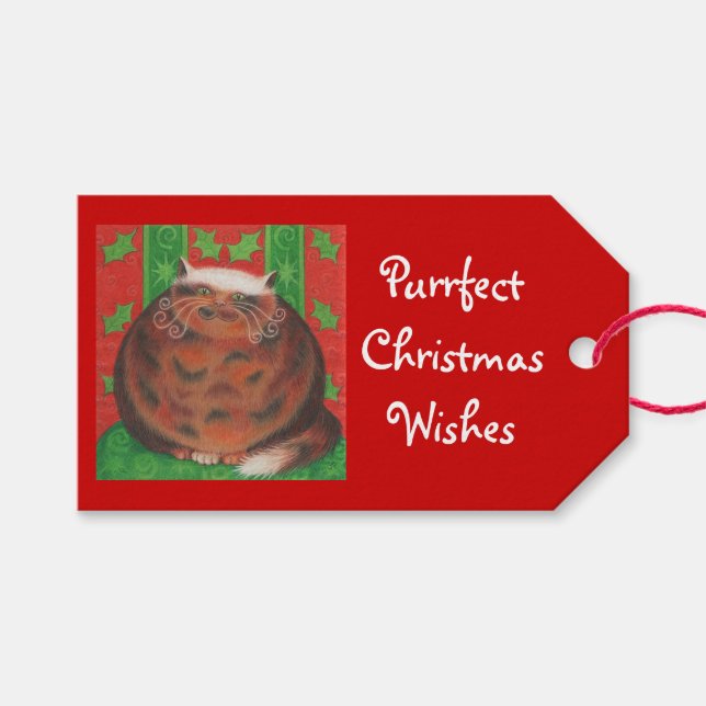 Jul Pud Jul Önskemål-gåva märkre röd Presentetikett (Framsidan (Horisontell))