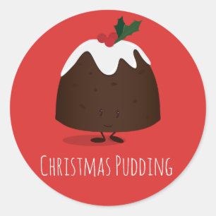 Jul Pudding Tecknade figurer Sticker Runt Klistermärke