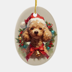 Jul Pudel Hund Julgransprydnad Keramik