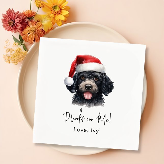 Jul Pudel Hund Personlig dricker på mig Pappersservett (Skapare uppladdad)