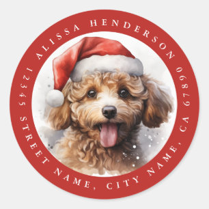 Jul Pudel Round Stickers Runt Klistermärke