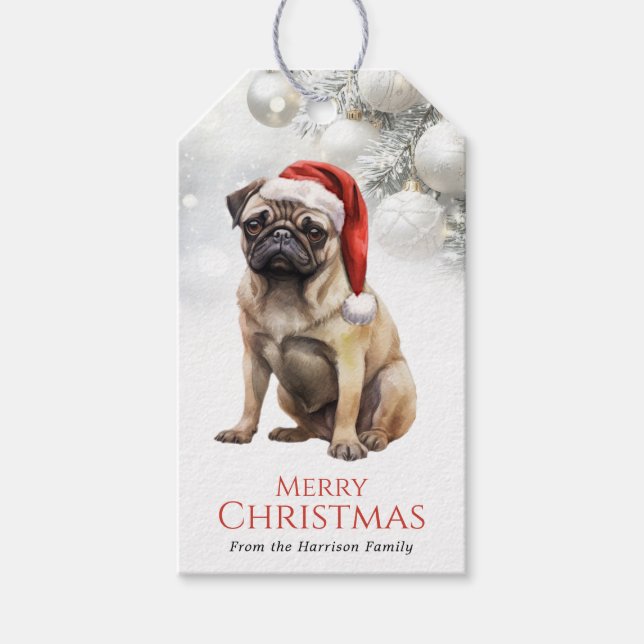 Jul Pug Hund Presentkort Presentetikett (Framsidan)