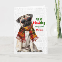 Jul Pug Hund Roliga Lopp Navidog med Namn Helgkort