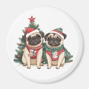 Jul Pug Hundar Magnet