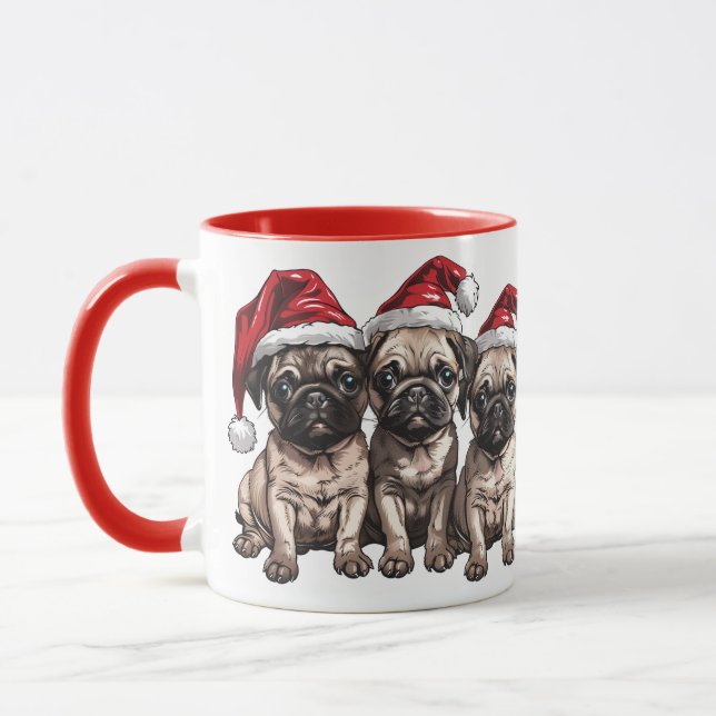 Jul Pug Hundar Santa Mugg (Vänster)