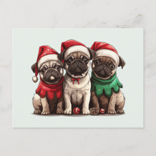 Jul Pug Hundar Vykort