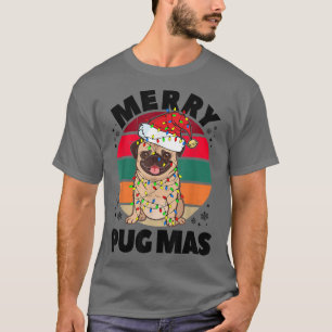 Jul Pug Julafton Ljus Snö Sunset Merry Pug Morsa T Shirt