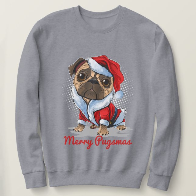 Jul Pug Lång Ärmad Tröja (Design framsida)