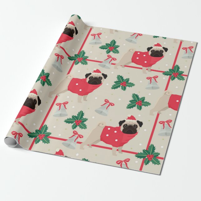 Jul Pug Mönster Presentpapper (Utrullad)
