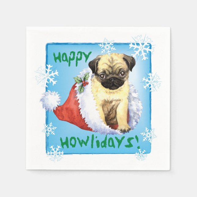 Jul Pug Napkins Pappersservett (Framsidan)
