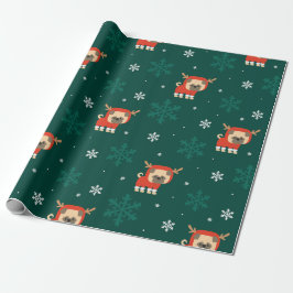 Jul Pug Reindeer Mönster Presentpapper