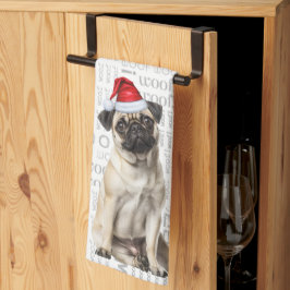 Jul Pugs Husdjursälskare Santa Hund Julklapp Kökshandduk