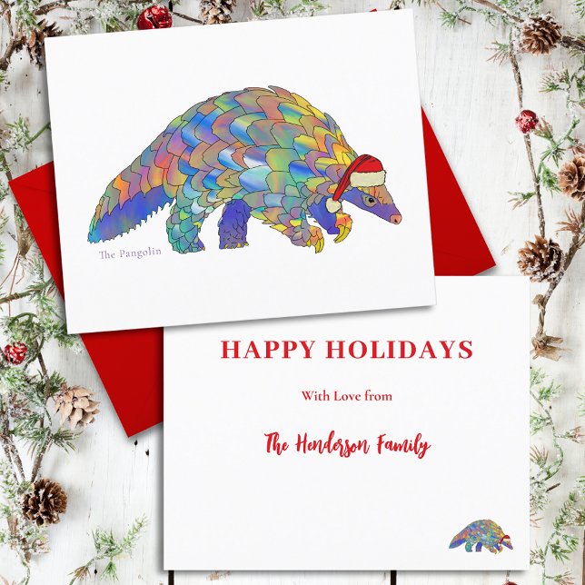 Jul Pungdjur Sött Utrotningshotad Art Budget (Christmas pangolin custom holiday greetings budget card)