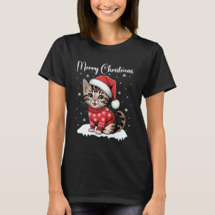 Jul Pyjamas Katt God Jul Xmas Dräkt T Shirt