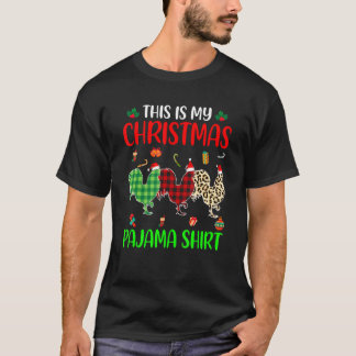Jul Pyjamas Kyckling Djur Xmas Träd Ljusslingor T Shirt