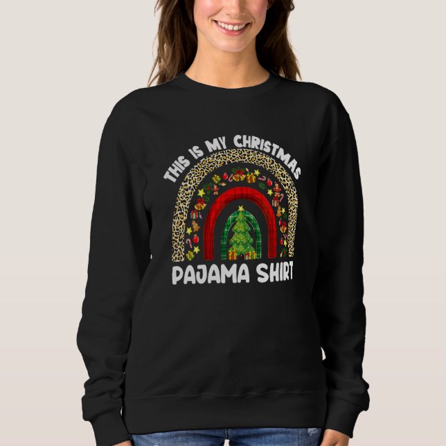 Jul Pyjamas Leopard Regnbåge Pyjamas Jul Män  T Shirt (Framsida)