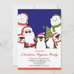 Jul Pyjamas Party Sömn Cool Santa Björn Inbjudningar
