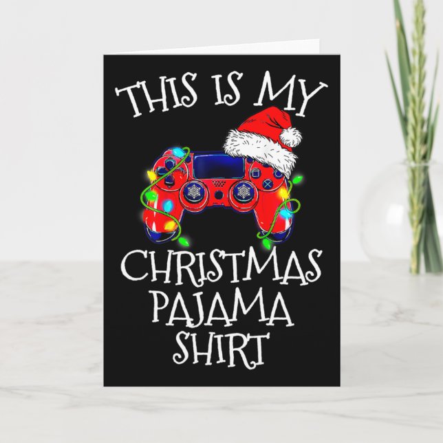 Jul Pyjamas-shirt Video Game Controller Tomte Kort (Framsida)