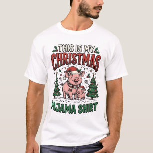 Jul Pyjamas Skjorta Söt Gris Högtidlig Vektor Des T Shirt