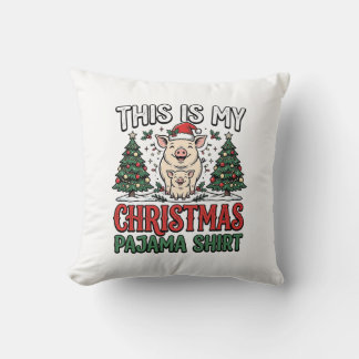 Jul Pyjamas Skjorta Söt Gris Holiday Vektor Des Kudde