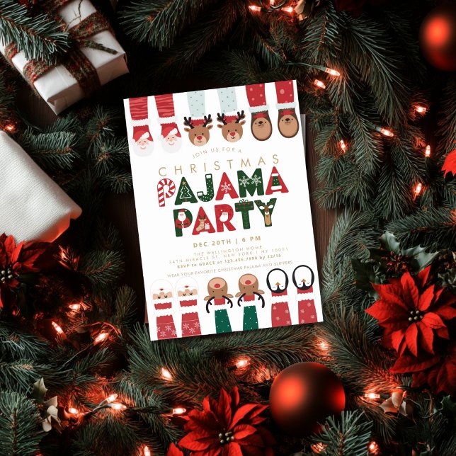 Jul Pyjamasparty Barn Julfest Inbjudningar (Skapare uppladdad)