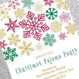 Jul Pyjamasparty Illustration Snöflinga Inbjudningar