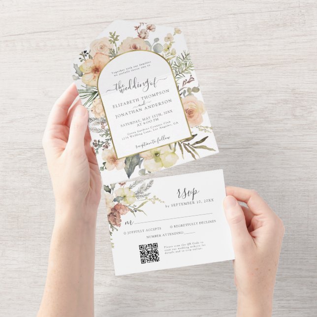 Jul QR OSA Blommigt Gold Foil Winter Wedding (Avrivbar del)