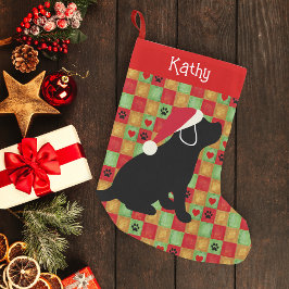 Jul Quilt Black Labrador Puppy Liten Julstrumpa