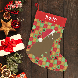 Jul Quilt Chocolate Labrador Puppy Liten Julstrumpa