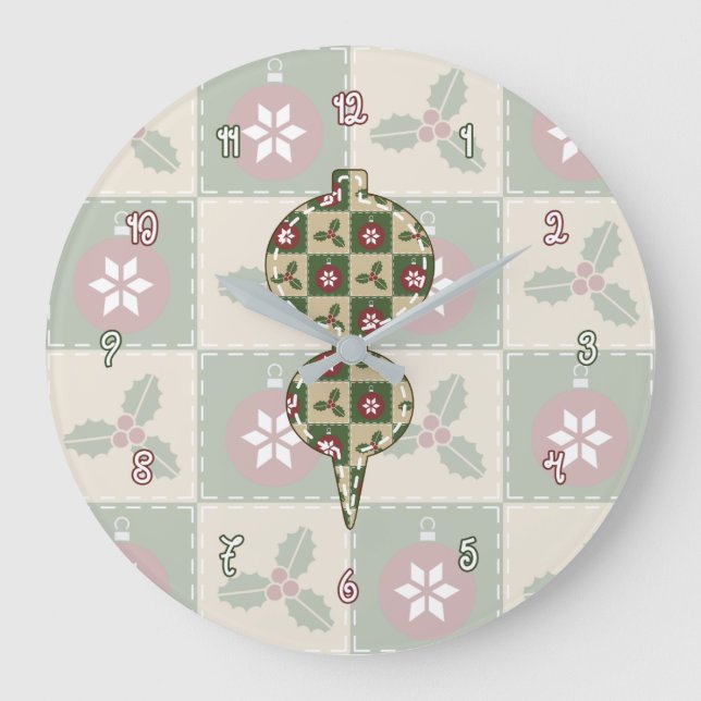 Jul Quilt Clock Stor Klocka (Framsida)