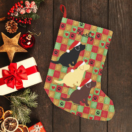 Jul Quilt Labrador Puppies Liten Julstrumpa